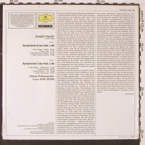 Haydn,Joseph: Symphonie G-dur Nr.88 & 90, FS-New, D.Gr. Resonance (2535 445), D, Ri, 1981 Typ: LP Best.-Nr.: K613 Preis: 12,50 Euro