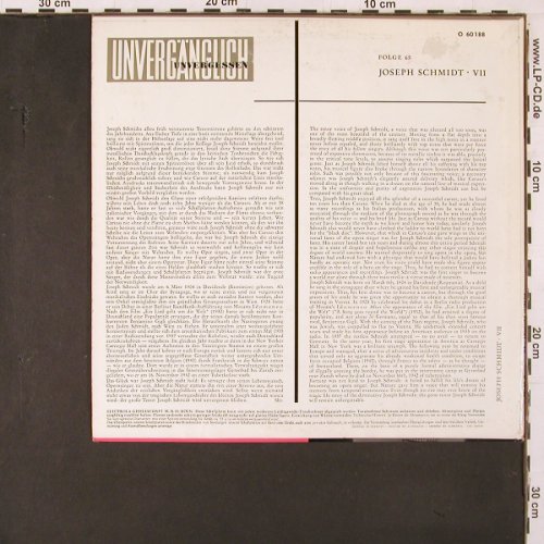 Schmidt,Joseph: Unvergänglich-Unvergessen,VII, Odeon (O 60 188), D,Folge 65 Typ: 10" Best.-Nr.: K61 Preis: 6,00 Euro