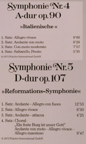 Mendelssohn Bartholdy,Felix: Symphonie Nr.4 A-dur,Nr.5 D-dur, D.Gr. Dr.Mann PharmaEd(2891 316--18), D, Ri,  - LP - K626 - 6,00 Euro