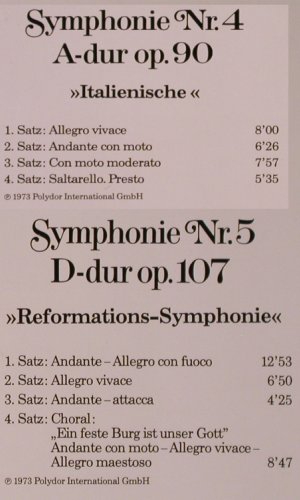 Mendelssohn Bartholdy,Felix: Symphonie Nr.4 A-dur,Nr.5 D-dur, D.Gr. Dr.Mann PharmaEd(2891 316--18), D, Ri,  - LP - K626 - 6,00 Euro