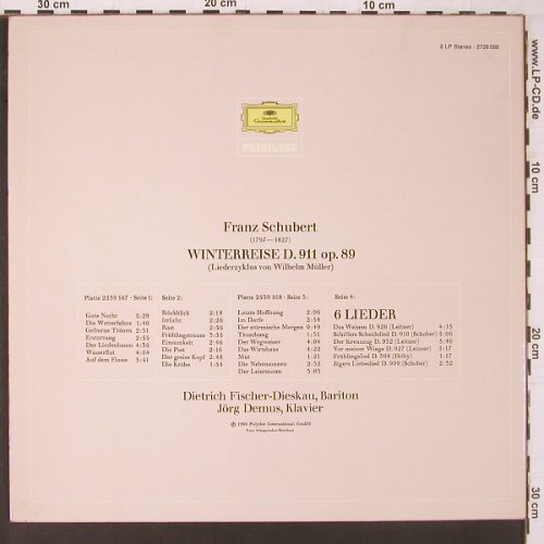 Schubert,Franz: Winterreise D.911/ 6 Lieder, Foc, D.Gr. Privilege (2726 058), D,Ri Typ: 2LP Best.-Nr.: K636 Preis: 7,50 Euro