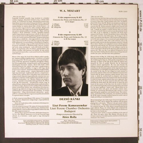 Mozart,Wolfgang Amadeus: Piano Concertos in G major K453/450, Hungaroton (SLPD 12655), H, 1984 Typ: LP Best.-Nr.: K637 Preis: 6,00 Euro