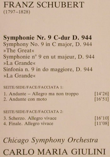 Schubert,Franz: Sinfonie Nr.9 C-dur D.944, Deutsche Gramophon (2530 882), D, 1977 Typ: LP Best.-Nr.: K638 Preis: 7,50 Euro