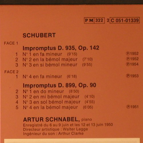 Schubert,Franz: Les Impromptus D.935 op.142, D.899, EMI (C 051-01339), F Typ: LP Best.-Nr.: K640 Preis: 7,50 Euro