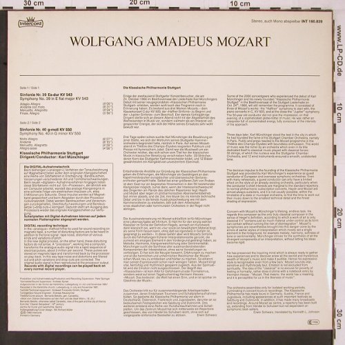 Mozart,Wolfgang Amadeus: Sinfonien Nr.39 Es-dur KV 543,Nr.40, Intercord / Digital (INT 160.839), D, 1982 Typ: LP Best.-Nr.: K647 Preis: 6,00 Euro