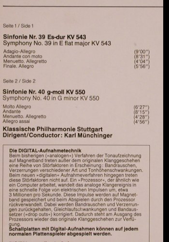Mozart,Wolfgang Amadeus: Sinfonien Nr.39 Es-dur KV 543,Nr.40, Intercord / Digital (INT 160.839), D, 1982 Typ: LP Best.-Nr.: K647 Preis: 6,00 Euro
