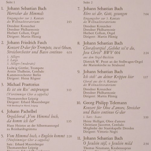 V.A.Festliche Musik: zur Weihnachtszeit, Bach...Händel, Eterna (8 26 992), DDR, 1982 Typ: LP Best.-Nr.: K64 Preis: 6,00 Euro