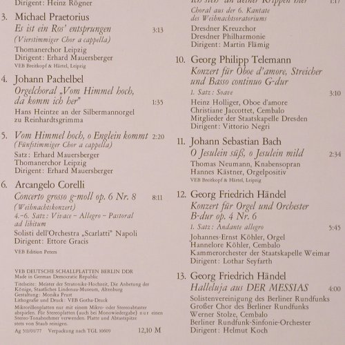 V.A.Festliche Musik: zur Weihnachtszeit, Bach...Händel, Eterna (8 26 992), DDR, 1982 Typ: LP Best.-Nr.: K64 Preis: 6,00 Euro
