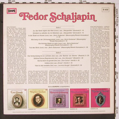 Schaljapin,Fedor: Grosse Stimmen des Jahrhunderts, Europa (E 420), D Typ: LP Best.-Nr.: K651 Preis: 5,00 Euro