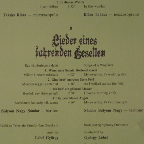 Mahler,Gustav: Kindertotenlieder, Booklet, Foc, Hungaroton(SLPX 12044), NL, 1980 - LP - K658 - 7,50 Euro