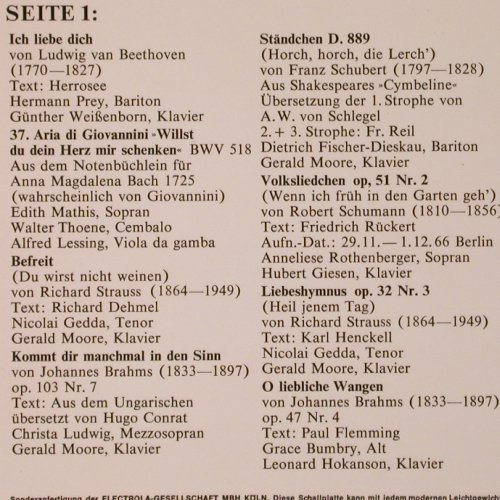 V.A.Ich Liebe Dich: Liebeslieder von Mozart...Strauss, HörZu/Electrola (SHZE 224), D, 17 Tr. Typ: LP Best.-Nr.: K65 Preis: 6,00 Euro