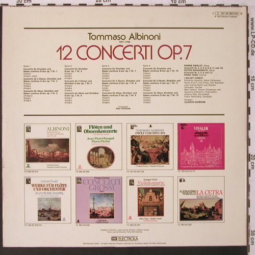 Albinoni,Tomaso: 12 Concerti op.7, Gesamtaufn., Foc, EMI Electrola (C 187-30 893/94), D, 1975 Typ: 2LP Best.-Nr.: K662 Preis: 7,50 Euro