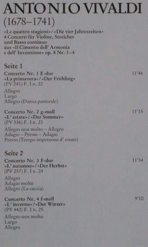Vivaldi,Antonio: Die Vier Jahreszeiten, Parnass (38 670 6), D, 1977 Typ: LP Best.-Nr.: K666 Preis: 7,50 Euro