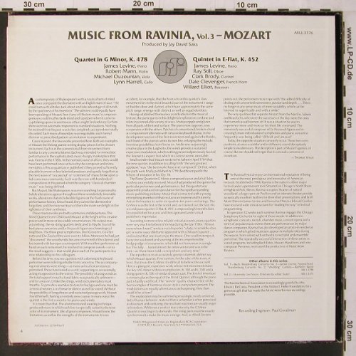 Mozart,Wolfgang Amadeus: Music from Ravinia, Vol3, K.478,452, RCA Red Seal(ARL 1-3376), US, 1979 - LP - K667 - 9,00 Euro