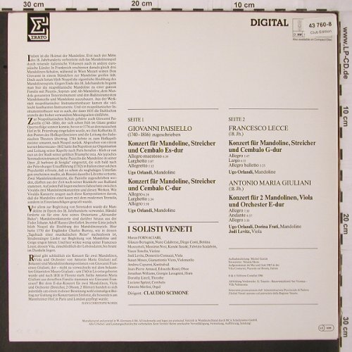 V.A.Mandolinkonzerte: Paisiello,Giovanni, Lecce, Giulian, Erato(ZL 30989), D, 1986 - LP - K668 - 7,50 Euro