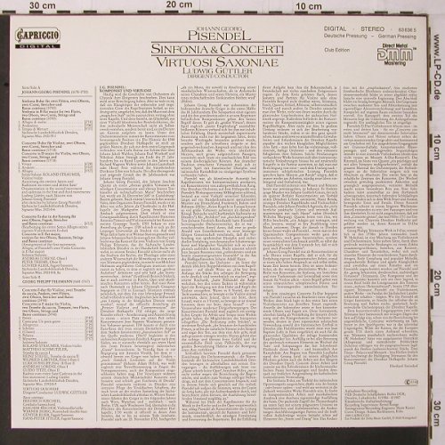 Pisendel,Johann Georg: Sinfonia & Concerti, Capriccio (63 636 5), D, 1989 Typ: LP Best.-Nr.: K669 Preis: 7,50 Euro