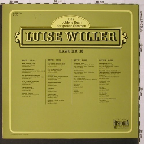 Willer,Luise: Das goldene Buch der gr.Stimmen, Historia Band Nr.16(H-702/703), D, Foc,  - 2LP - K677 - 7,50 Euro