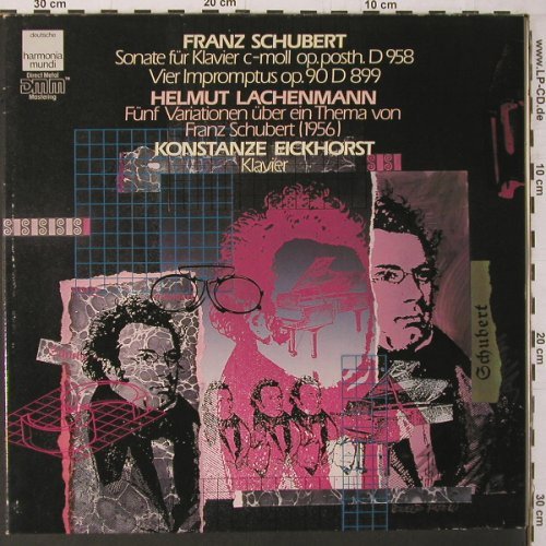 Schubert,Franz / Helmut Lachenmann: Sonate f.Klavier D958/ 5Variationen, Harmonia Mundi (DMR 2011), D, 1986 Typ: LP Best.-Nr.: K680 Preis: 12,50 Euro