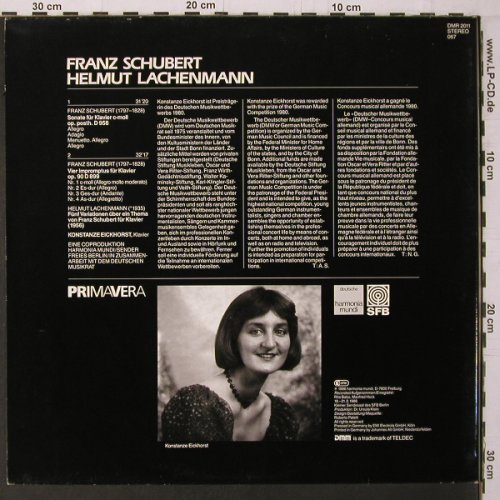 Schubert,Franz / Helmut Lachenmann: Sonate f.Klavier D958/ 5Variationen, Harmonia Mundi(DMR 2011), D, 1986 - LP - K680 - 12,50 Euro