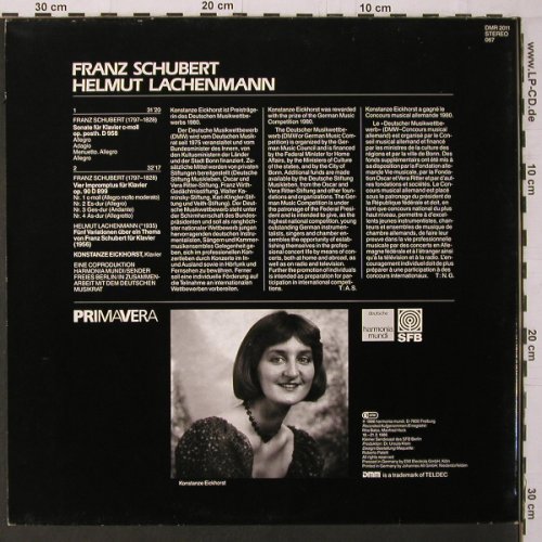 Schubert,Franz / Helmut Lachenmann: Sonate f.Klavier D958/ 5Variationen, Harmonia Mundi (DMR 2011), D, 1986 Typ: LP Best.-Nr.: K680 Preis: 12,50 Euro