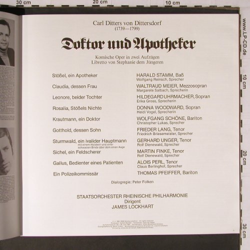 Dittersdorf,Carl Ditters von: Doktor und Apotheker, Box, RBM Records (3101/03), D, 1981 Typ: 3LP Best.-Nr.: K683 Preis: 18,00 Euro