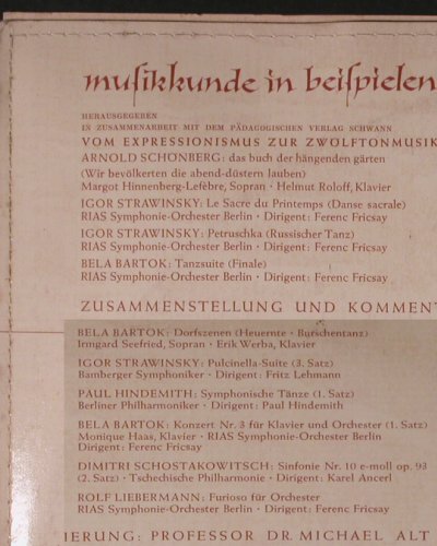 V.A.Musikkunde in Beispielen: Vom Expressionismus zur Zwölftonm., D.Gr./Schwann, Mono(LPEM 19 304), D,m-/vg+,  - LP - K702 - 7,50 Euro