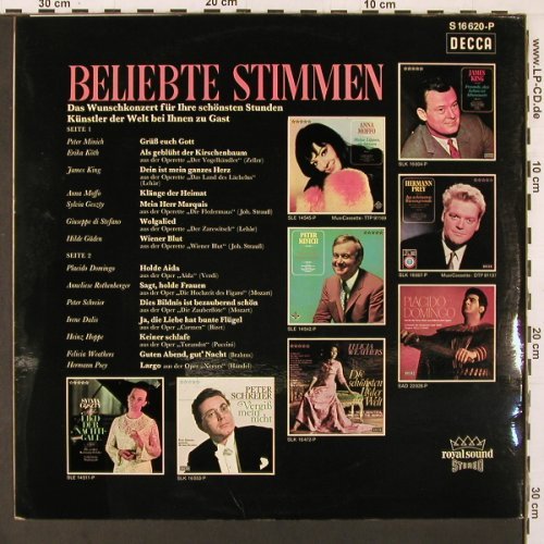 V.A.Beliebte Stimmen: Peter Minich..Herman Prey, Foc, Decca, whMuster (S 16 620-P), D, 14Tr. Typ: LP Best.-Nr.: K72 Preis: 6,00 Euro