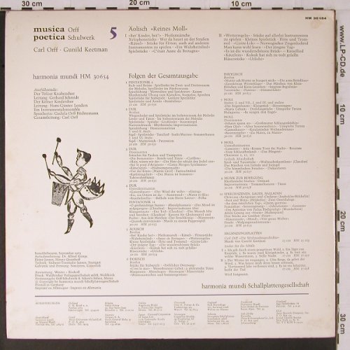 V.A.Musica Poetica: Orff-Schulwerk 5, Äolisch, Harmonia Mundi(HM 30 654), D, 1963 - LP - K736 - 6,00 Euro