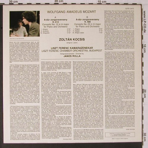 Mozart,Wolfgang Amadeus: Piano Concertos in A majorK414&488, Hungaroton (SLPD 12472), H, 1984 Typ: LP Best.-Nr.: K739 Preis: 6,00 Euro