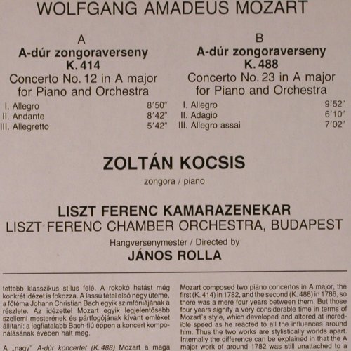 Mozart,Wolfgang Amadeus: Piano Concertos in A majorK414&488, Hungaroton (SLPD 12472), H, 1984 Typ: LP Best.-Nr.: K739 Preis: 6,00 Euro