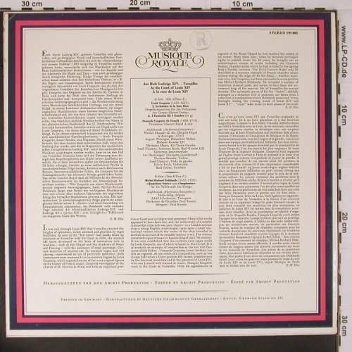 V.A.Am Hofe Ludwigs XIV.-Versailles: L.Couperin, M.R.Delalande, Musique Royale (199 002), D, Ri, 1966 Typ: LP Best.-Nr.: K742 Preis: 6,00 Euro