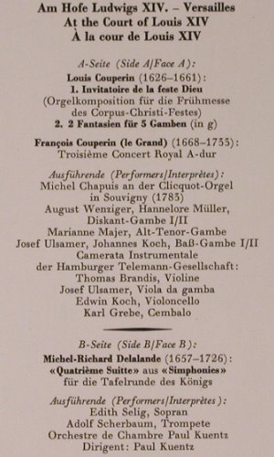 V.A.Am Hofe Ludwigs XIV.-Versailles: L.Couperin, M.R.Delalande, Musique Royale (199 002), D, Ri, 1966 Typ: LP Best.-Nr.: K742 Preis: 6,00 Euro