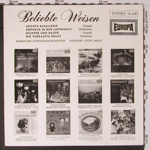 V.A.Beliebte Weisen: Orpheus i.d.Unterw..VeraufteBraut, Europa (E 126), D Typ: LP Best.-Nr.: K744 Preis: 6,00 Euro