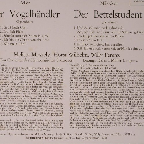 Zeller,Carl / Millöcker: Der Vogelhändler,d.Bettelstudent, Somerset (599), D Typ: LP Best.-Nr.: K745 Preis: 6,00 Euro