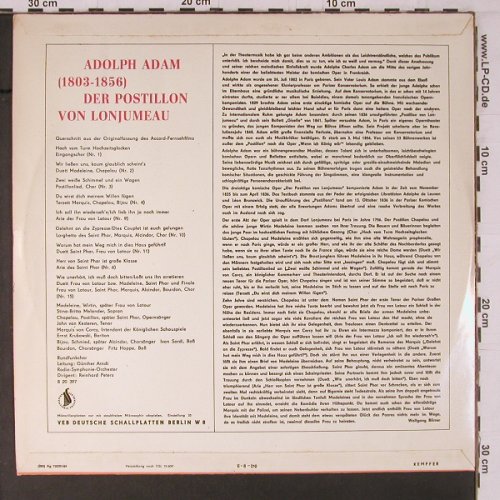 Adam,Adolphe: Der Postillon von Lonjumeau, Eterna Mono (8 20 397), DDR,vg+/m-, 1964 Typ: LP Best.-Nr.: K747 Preis: 6,00 Euro