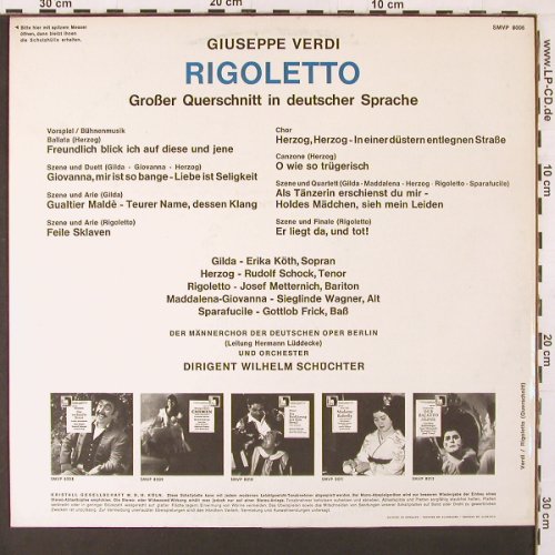 Verdi,Giuseppe: Rigoletto-Gr.Querschnitt, Volksplatte (SMVP 8006), D Typ: LP Best.-Nr.: K74 Preis: 6,00 Euro