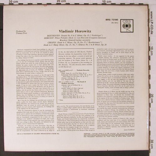 Horowitz,Vladimir: Beethoven Pathetigue Sonata, CBS (BRG 72180), US, Mono Typ: LP Best.-Nr.: K754 Preis: 10,50 Euro