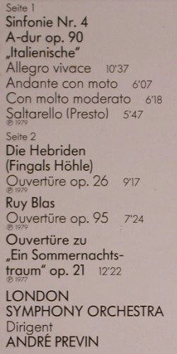 Mendelssohn Bartholdy,Felix: Sinfonie Nr.4,ital. op.26,op95,op24, EMI,  Club Ed. (30 088-9), D, 1979 Typ: LP Best.-Nr.: K771 Preis: 6,00 Euro