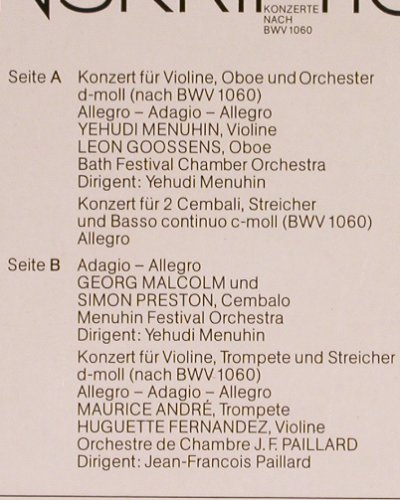 Bach,Johann Sebastian: Transkriptionen nach BWV 1060, Electrola/Grünenthal(F 65467), D,  - LP - K774 - 6,00 Euro