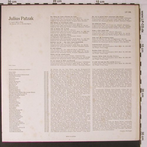 Patzak,Julius: Lebendige Vergangenheit, LV (LV 191), A Typ: LP Best.-Nr.: K775 Preis: 6,00 Euro