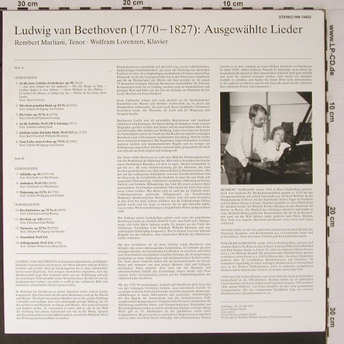 Beethoven,Ludwig van: Ausgewählte Lieder, RM(RM 78422), D, 1987 - LP - K777 - 7,50 Euro