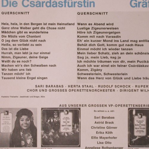 Kalman,Emmerich: Die Csardasfürstin / Gräfin Mariza, Volksplatte(SMVP 6074), D,  - LP - K77 - 6,00 Euro