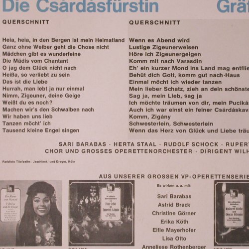 Kalman,Emmerich: Die Csardasfürstin / Gräfin Mariza, Volksplatte (SMVP 6074), D Typ: LP Best.-Nr.: K77 Preis: 6,00 Euro