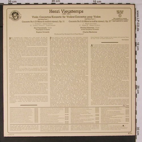 Vieuxtemps,Henri: Violin Concertos Nos.4&5, op.31/37, CBS Masterworks (MP 39125), NL, 1984 Typ: LP Best.-Nr.: K801 Preis: 12,50 Euro
