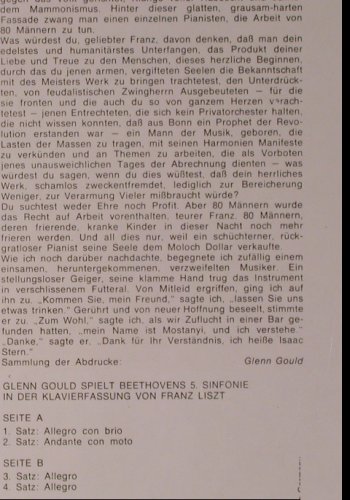 Beethoven,Ludwig van: Sinfonie Nr.5, Klavierfassung Liszt, CBS(S 72 714), NL, 1968 - LP - K804 - 7,50 Euro