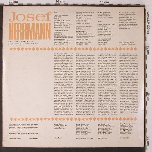 Herrmann,Josef: Große Sänger der Vergangenheit, Eterna (8 20 960), DDR, 1970 Typ: LP Best.-Nr.: K813 Preis: 7,50 Euro