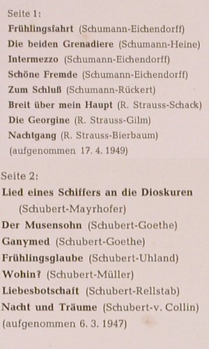 Anders,Peter: Lieder v.Schumann,Strauss, Schubert, Telefunken (HT 33), D, Ri Typ: LP Best.-Nr.: K824 Preis: 7,50 Euro
