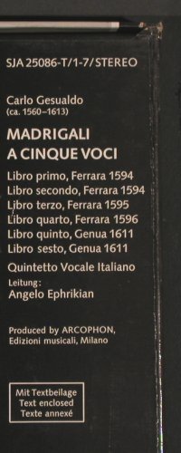 Gesualdo,Carlo: Sämtliche fünfstimmigen Madrigale, Telefunken(SJA 25 086-T/1), D, 1969 - 7LP - K829 - 30,00 Euro