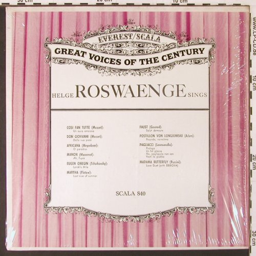Roswaenge,Helge: Sings (Mozart..Puccini), hist.rec., Everest/Scala (SCALA 840), US Typ: LP Best.-Nr.: K82 Preis: 6,00 Euro