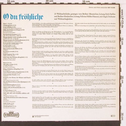 Berliner Mozartchor / Kinderchor...: O Du Fröhliche...,Ltg: Erich Steffe, Intercord (INT 115.026), D, Ri, 1976 Typ: LP Best.-Nr.: K830 Preis: 6,00 Euro